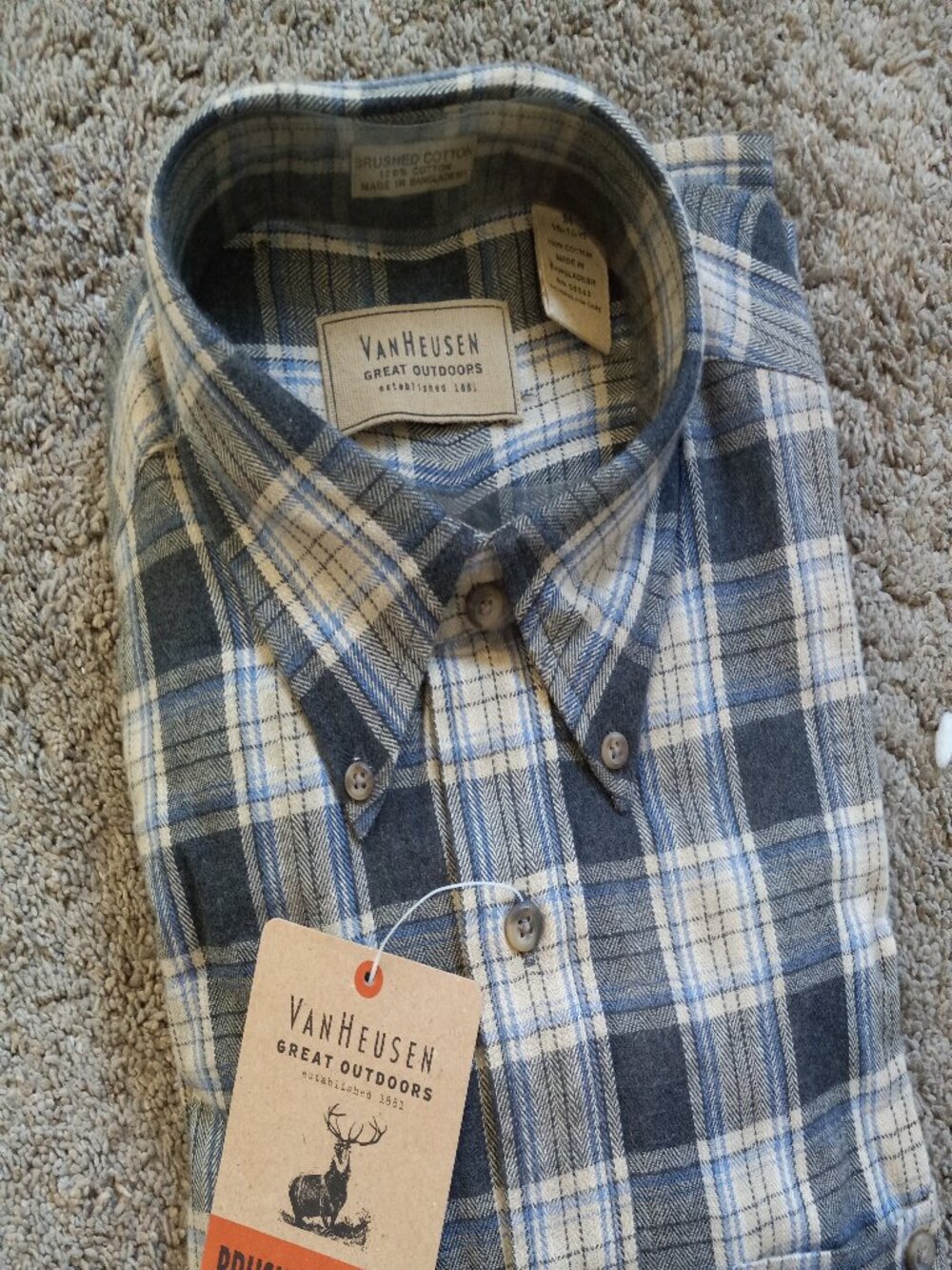 NWT Van Hausen Brushed Cotton M Mens Soft Long Sleeve Shirt